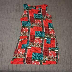 Caroline Morgan Red & Teal Patterned Dress NWT